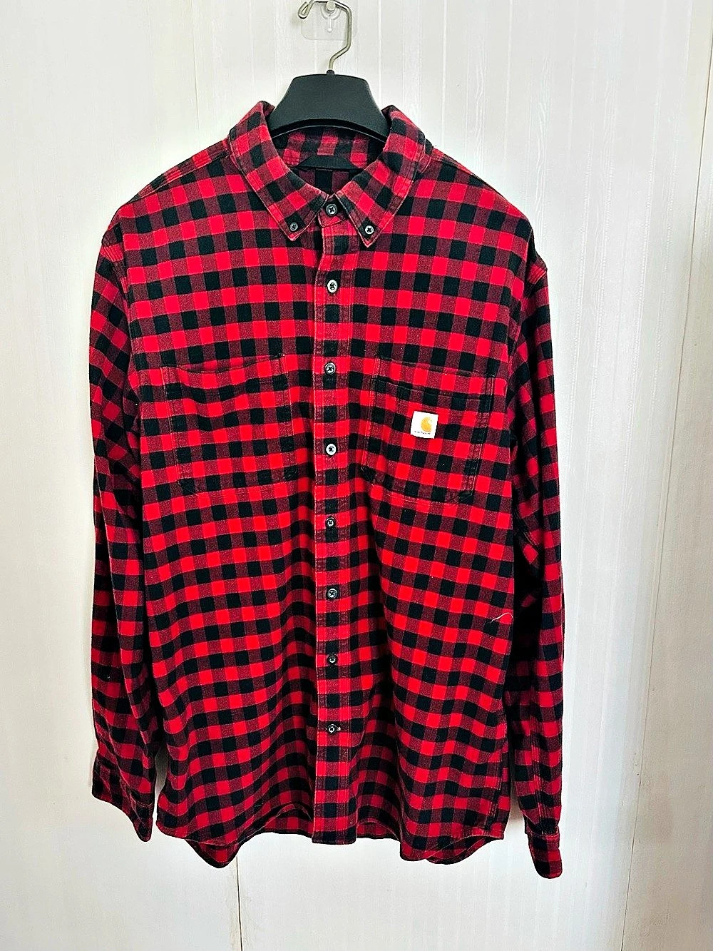 Carhartt Relaxed Fit Tall Buffalo Plaid Shirt Men's Plaid Cotton Shirt Size L